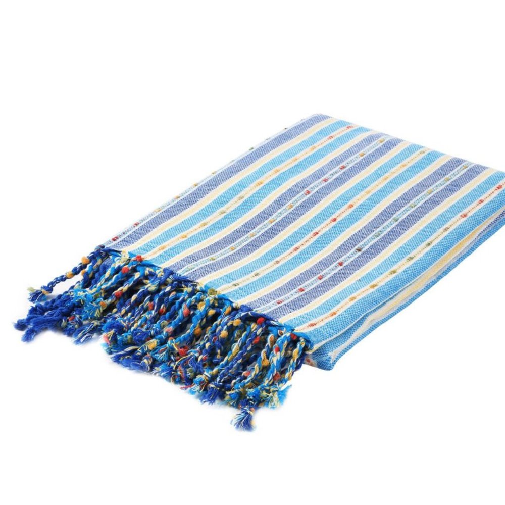 Sand Free Bohemian Turquoise Blue Towels - 100% Cotton Boho Beach Bath Towel - Picture 6 of 10